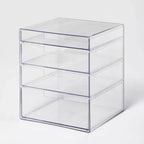4 Drawer Stackable Countertop Organizer Clear - Brightroom™: Bathroom & Makeup Organizer, PET Material, 8.02" Height