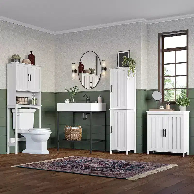 Armoire de toilette Monroe, économiseur d'espace, pour salle de bain, avec étagère réglable - Blanc