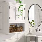 Meuble Haut Mural en Bois Blanc - Threshold™ : Étagère Flottante en MDF, Rangement au-Dessus des Toilettes, 2 Tablettes