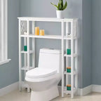 Meuble de rangement ouvert Coventry à poser au-dessus des toilettes avec étagères, blanc