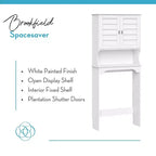 Meuble de Rangement Mural pour Médicaments de Salle de Bain Brookfield, Blanc, à Placer au-dessus des Toilettes