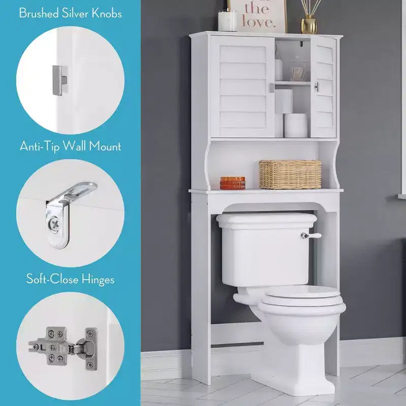 Meuble de Rangement Mural pour Médicaments de Salle de Bain Brookfield, Blanc, à Placer au-dessus des Toilettes