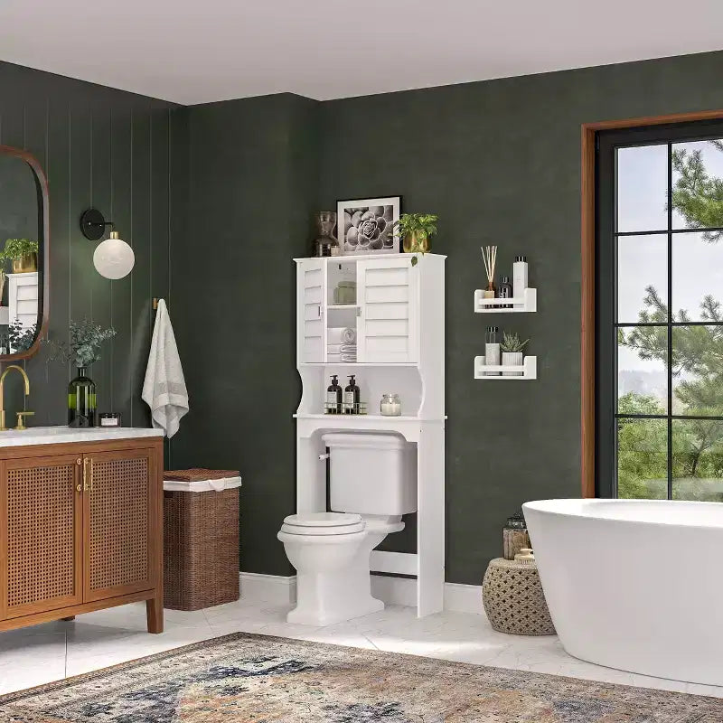 Meuble de Rangement Mural pour Médicaments de Salle de Bain Brookfield, Blanc, à Placer au-dessus des Toilettes