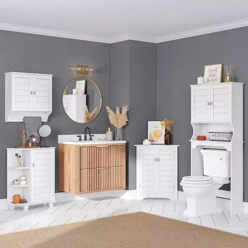 Meuble de Rangement Mural pour Médicaments de Salle de Bain Brookfield, Blanc, à Placer au-dessus des Toilettes