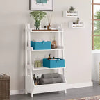 Étagères échelle et présentoir 4 niveaux 61 cm Amery avec bac de rangement blanc