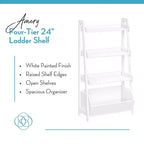 Étagères échelle et présentoir 4 niveaux 61 cm Amery avec bac de rangement blanc
