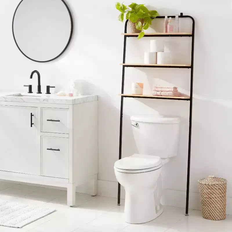 Organisateur de salle de bain peu encombrant avec 3 étagères fixes