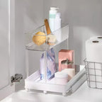 Longue tablette coulissante avec poubelle transparente