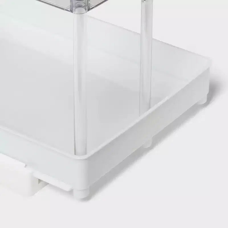Longue tablette coulissante avec poubelle transparente