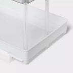 Longue tablette coulissante avec poubelle transparente