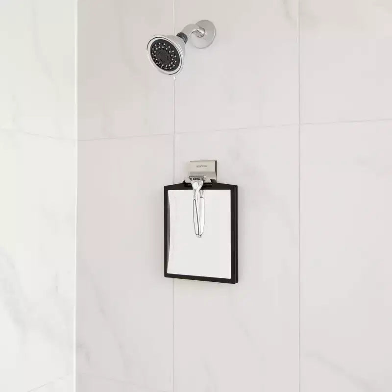 Miroir de douche grossissant double face Doppio, anti-buée et incassable, noir/acier inoxydable – Better Living Products : Fixation murale