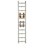 Storied Home Échelle décorative en bois vieilli blanc 12,5"x69" – Porte-serviettes en pin, Porte-couvertures rustique