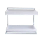 Étagère murale à 2 niveaux avec porte-serviettes et plateaux Chrome/Blanc - Danya B. : Organisateur de rangement de salle de bain moderne