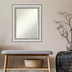 Miroir Mural Encadré de Salon Argenté 23" x 29" - Amanti Art : Rectangle Moderne, Biseauté, Aucun Assemblage Requis