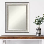 Miroir Mural Encadré de Salon Argenté 23" x 29" - Amanti Art : Rectangle Moderne, Biseauté, Aucun Assemblage Requis