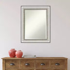 Miroir Mural Encadré de Salon Argenté 23" x 29" - Amanti Art : Rectangle Moderne, Biseauté, Aucun Assemblage Requis