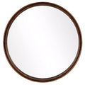 WallBeyond 26" Round Classic Wood Wall Mirror Walnut Brown