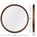 Miroir mural rond classique en bois WallBeyond de 26 po brun noyer