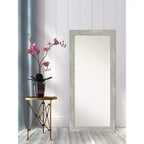Miroir pleine longueur de 30" x 66" Dove Graywash encadré au sol/à poser - Amanti Art : Cadre en bois rustique, fixable au mur