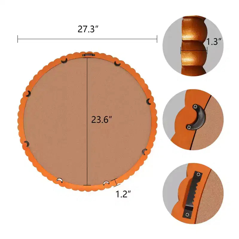 WallBeyond Miroir rond perlé doré 28 po