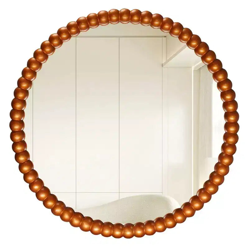 WallBeyond Miroir rond perlé doré 28 po