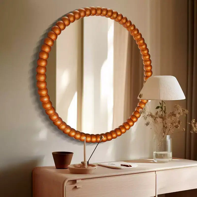 WallBeyond Miroir rond perlé doré 28 po