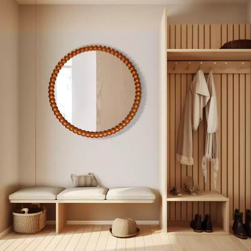 WallBeyond Miroir rond perlé doré 28 po