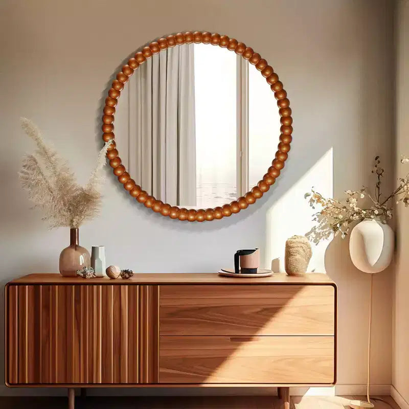 WallBeyond Miroir rond perlé doré 28 po