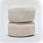 PM&J Home Set of 2 Corduroy Round Stacking Pouf Cream: Indoor Bean Bag Ottoman, Solid Pattern, Polyester, 15" Height