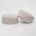 PM&J Lot de 2 poufs ronds empilables en velours côtelé, couleur crème : Pouf ottoman d'intérieur en forme de sac de haricots, motif uni, polyester, hauteur 38 cm
