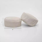 PM&J Lot de 2 poufs ronds empilables en velours côtelé, couleur crème : Pouf ottoman d'intérieur en forme de sac de haricots, motif uni, polyester, hauteur 38 cm
