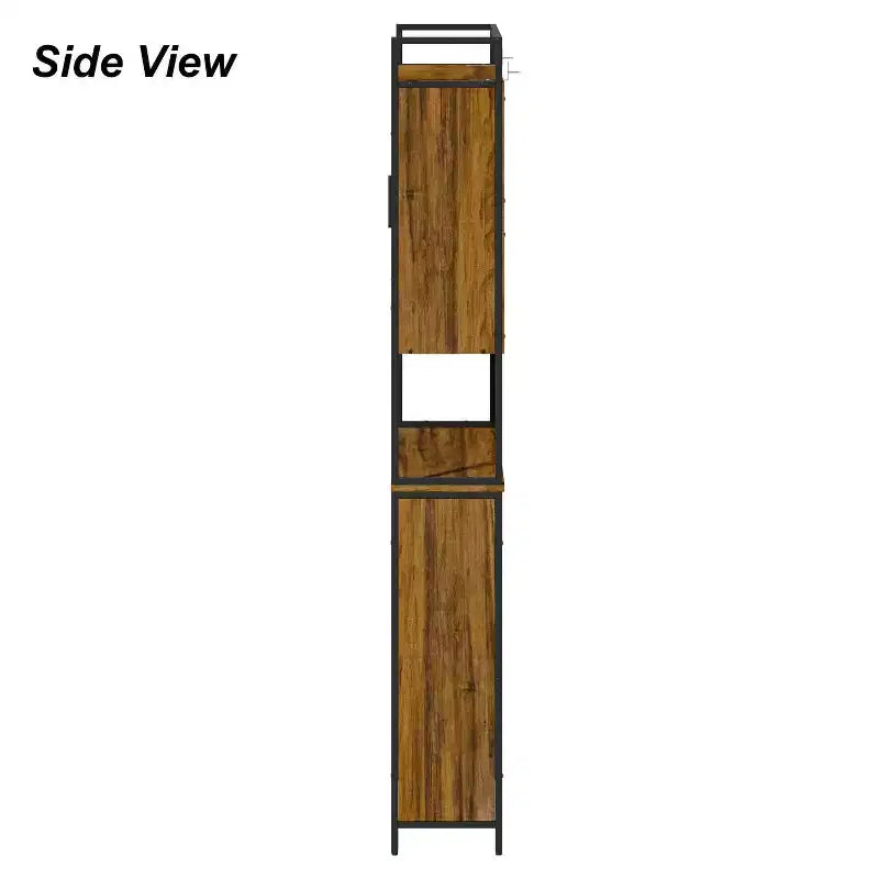 Étagère de rangement industrielle de salle de bain avec portes en treillis métallique et design au-dessus des toilettes