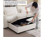 Christopher Knight Home Nelly Grand Canapé Sectionnel en Corduroy en Forme de L de 157,5, avec Ottoman de Rangement et 4 Coussins Lombaires