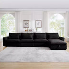 Christopher Knight Home Nelly Grand Canapé Sectionnel en Corduroy en Forme de L de 157,5, avec Ottoman de Rangement et 4 Coussins Lombaires
