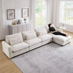 Christopher Knight Home Nelly Grand Canapé Sectionnel en Corduroy en Forme de L de 157,5, avec Ottoman de Rangement et 4 Coussins Lombaires
