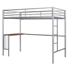 Lit mezzanine double en métal Whisen 78,1L x 41,4W avec bureau intégré, échelle et garde-corps, pour chambre à coucher