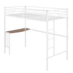 Lit mezzanine double en métal Whisen 78,1L x 41,4W avec bureau intégré, échelle et garde-corps, pour chambre à coucher