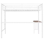 Lit mezzanine double en métal Whisen 78,1L x 41,4W avec bureau intégré, échelle et garde-corps, pour chambre à coucher