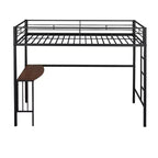 Lit mezzanine double en métal Whisen 78,1L x 41,4W avec bureau intégré, échelle et garde-corps, pour chambre à coucher