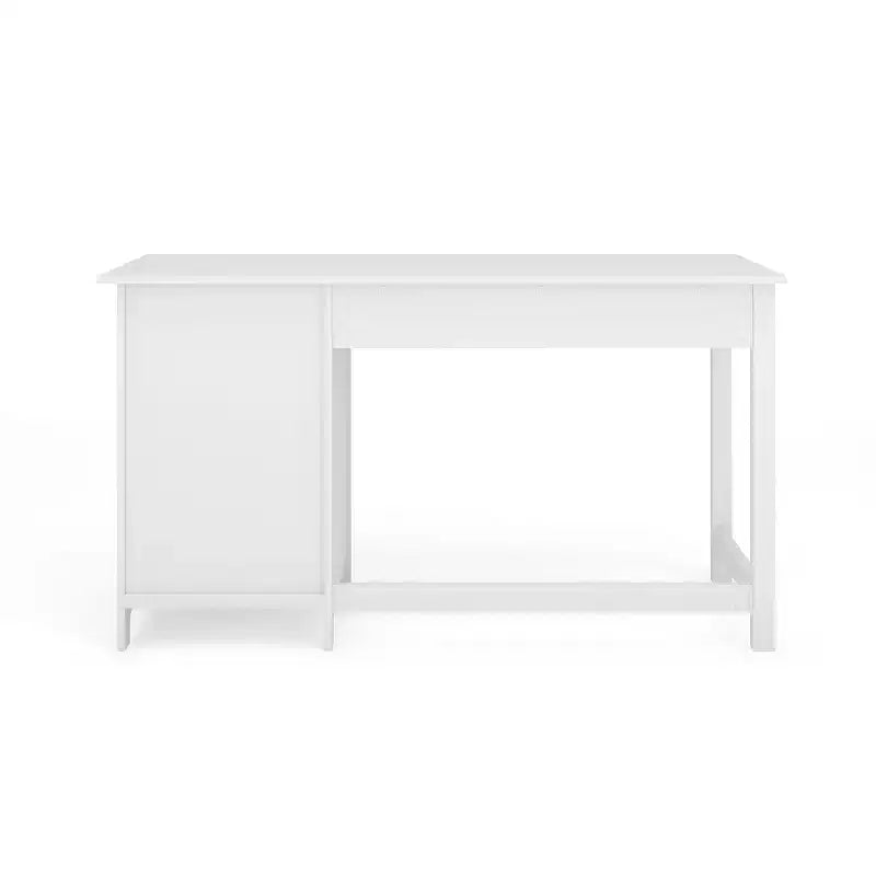 Bureau de style Shaker Martha Stewart Hutton avec 2 tiroirs latéraux, blanc avec quincaillerie en laiton poli