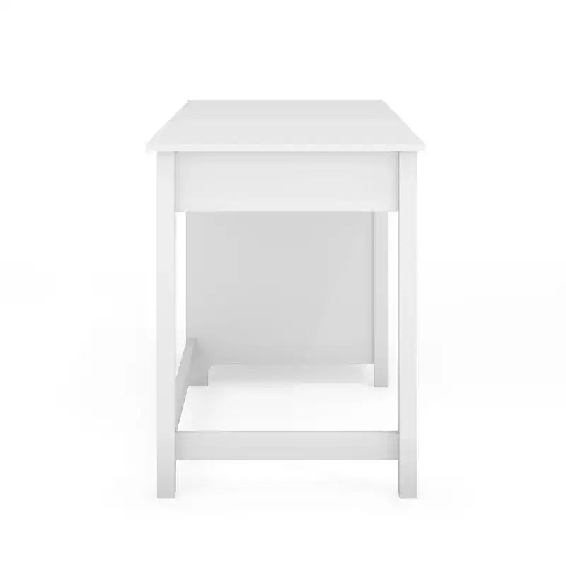 Bureau de style Shaker Martha Stewart Hutton avec 2 tiroirs latéraux, blanc avec quincaillerie en laiton poli
