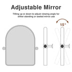 Miroir suspendu rotatif noir en fer forgé, forme d'arc, coins arrondis, 36*24