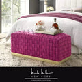 Nicole Miller Satine Velvet Hand Woven Bench with Base