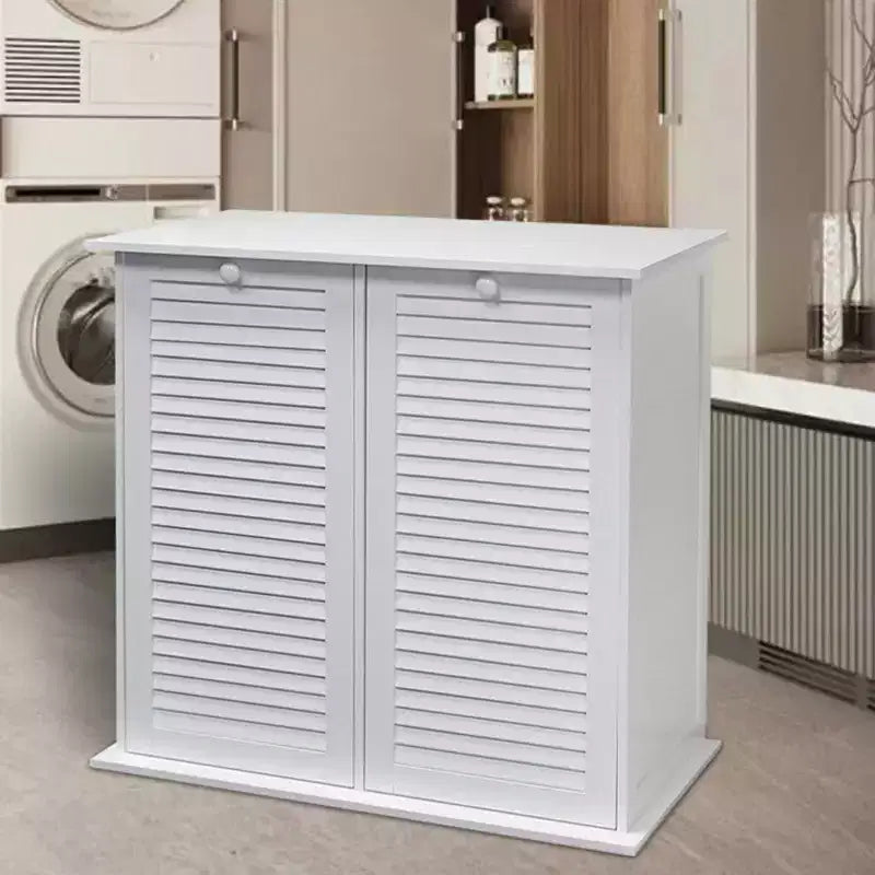 Trieur à linge basculant à deux paniers eHemco avec 2 sacs en coton amovibles, Blanc