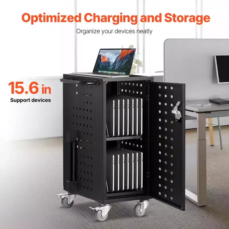 Chariot de Recharge VEVOR, Station de Charge Mobile pour 16 Appareils, Écran jusqu'à 15,6 Pouces, Chariot de Recharge Mobile pour Bureau et Salle de Classe, pour Chromebook