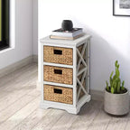 eHemco Hampton Meadows, meuble de rangement d'appoint à 3 niveaux en X avec 3 paniers en osier