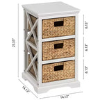 eHemco Hampton Meadows, meuble de rangement d'appoint à 3 niveaux en X avec 3 paniers en osier