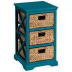 eHemco Hampton Meadows 3 Tier X-Side End Storage Cabinet with 3 Wicker Baskets