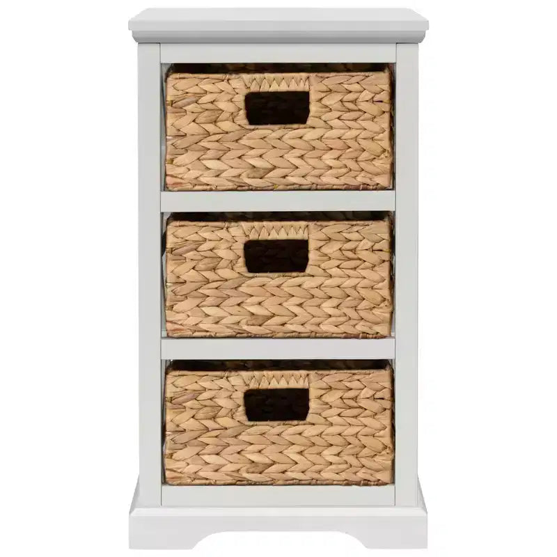 eHemco Hampton Meadows, meuble de rangement d'appoint à 3 niveaux en X avec 3 paniers en osier