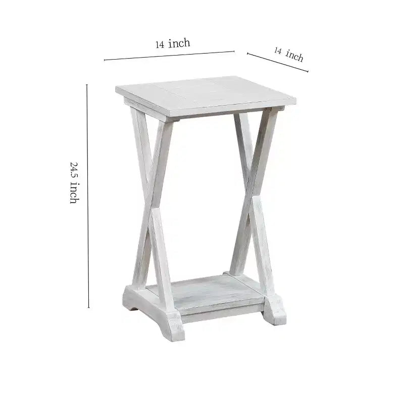 eHemco X-Farmhouse Table d'appoint avec étagère de rangement